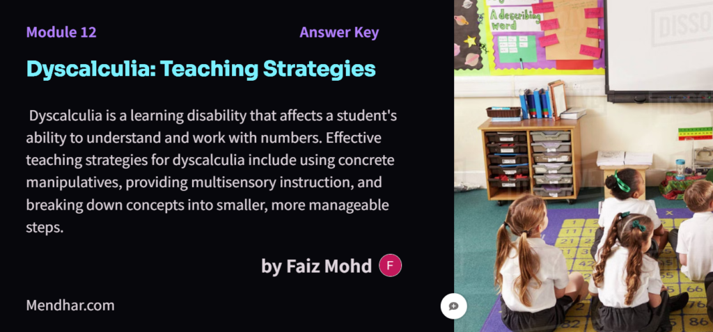 Dyscalculia: Teaching Strategies-Module 12
