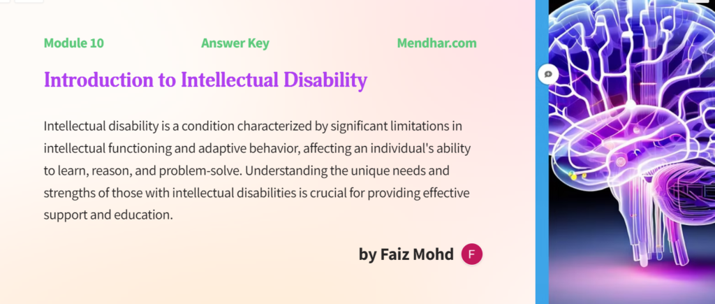 intellectual disability:Teaching strategies-Module 10