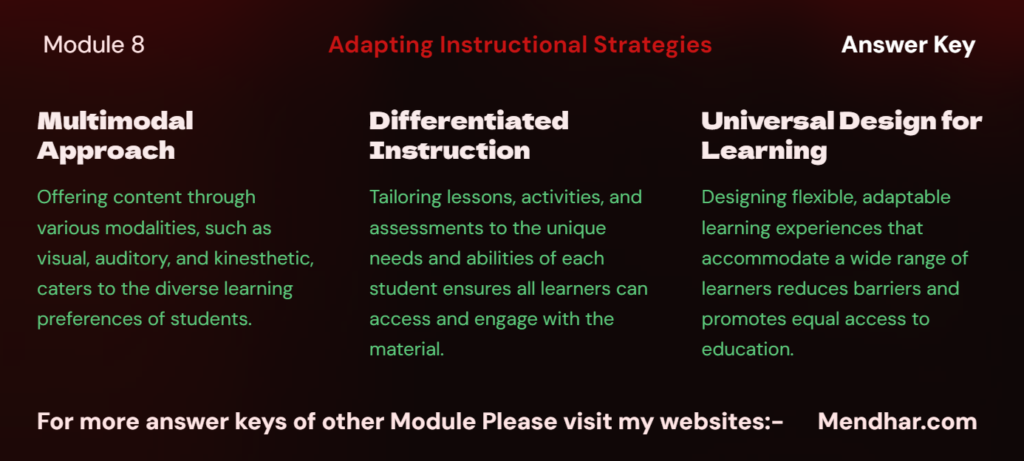 Inclusive Education and General Teaching Strategies - Module 8