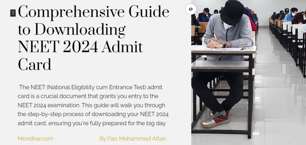 A Guide to Successfully Downloading Your NEET 2024 Admit Card