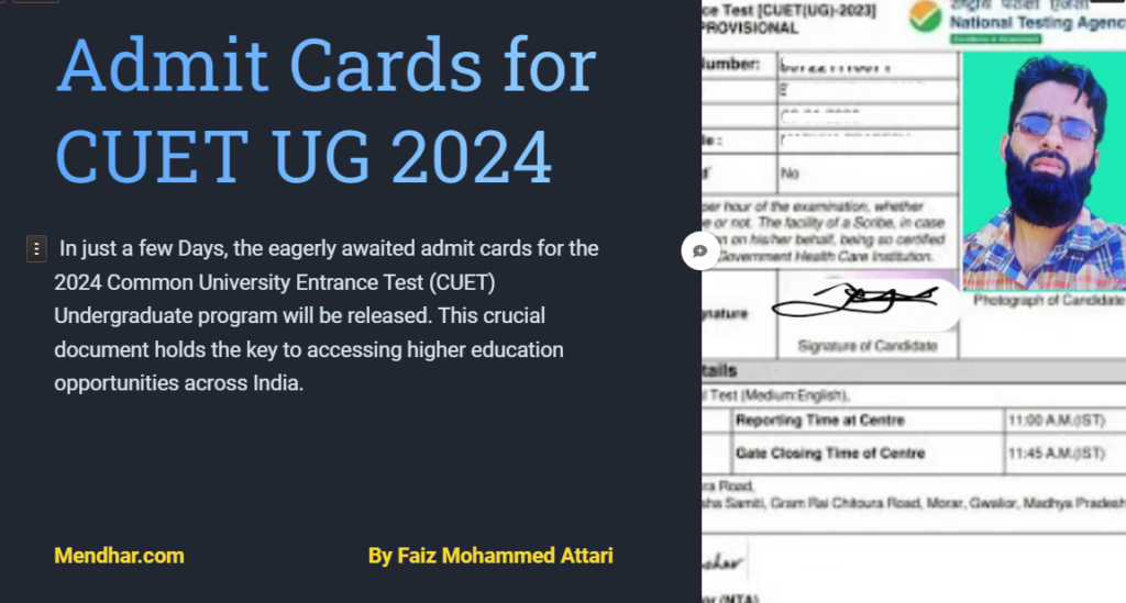 Admit Cards for CUET UG 2024 Will Release by May 5
