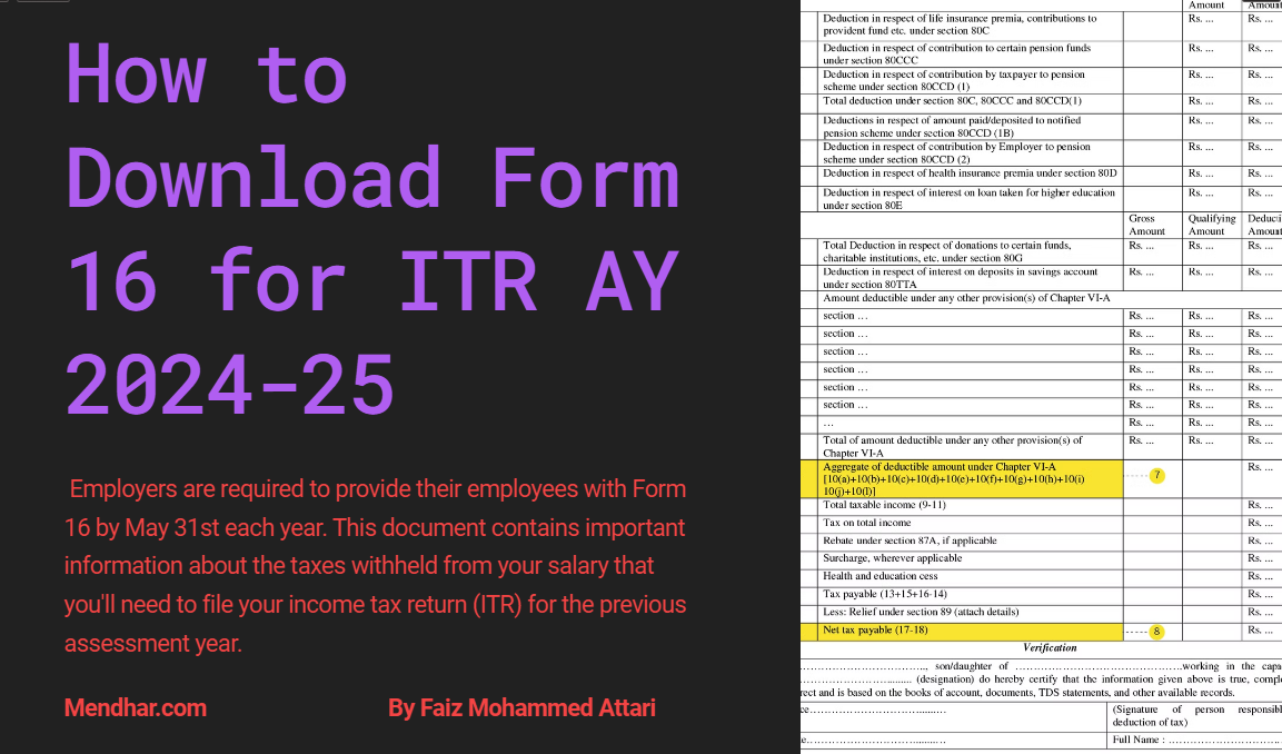 How to Download Form 16 for ITR AY 2024-25