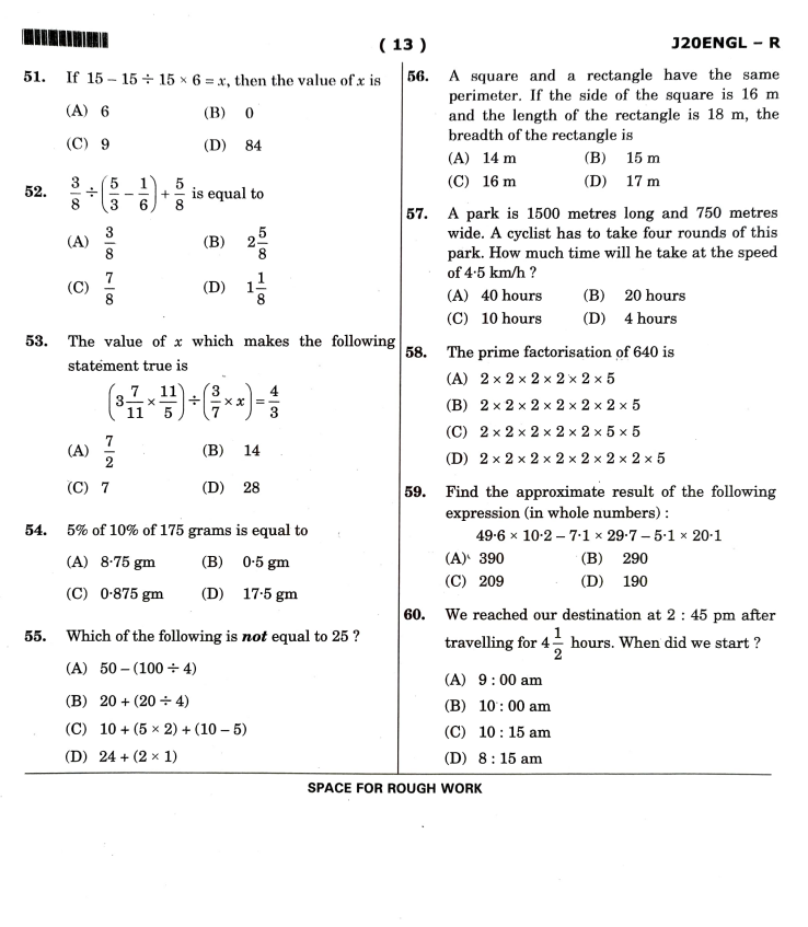 JNVST Previous Year Question Booklet for 9th Class