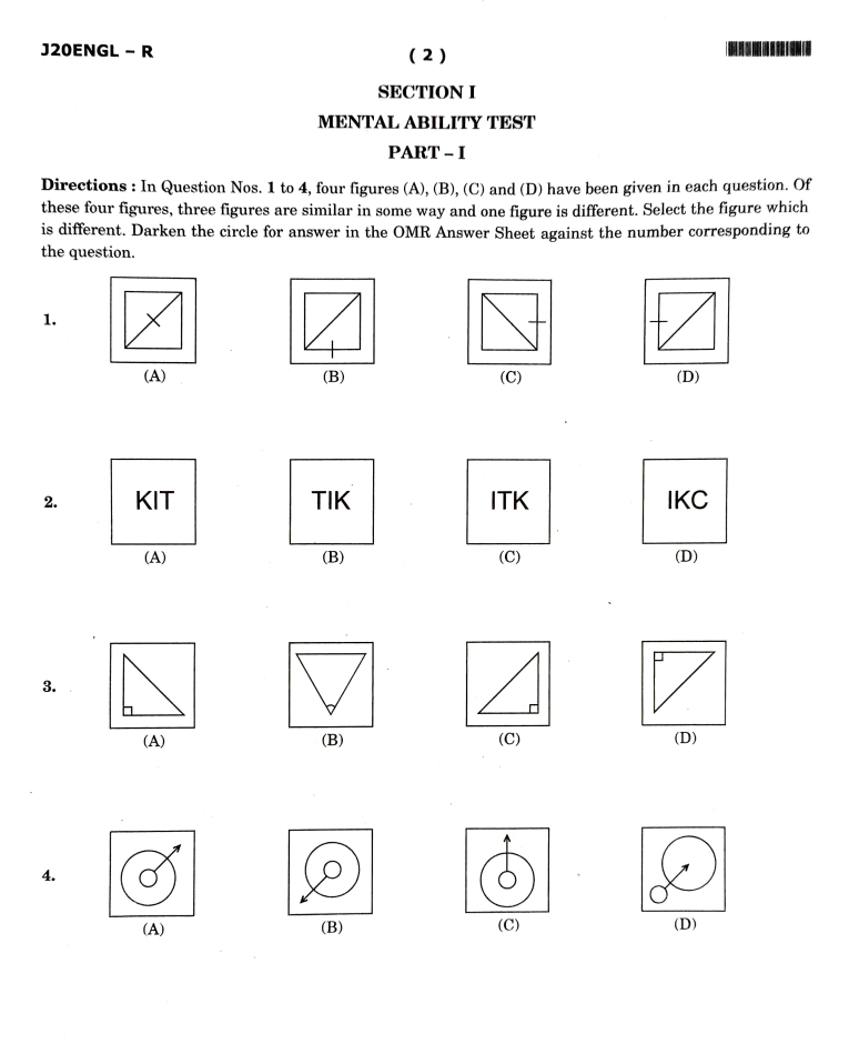 JNVST Previous Year Question Booklet for 9th Class