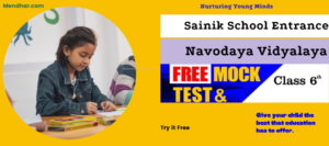 Mock test sheet for JNVST 2025 and AISSEE 2025 Class 6th