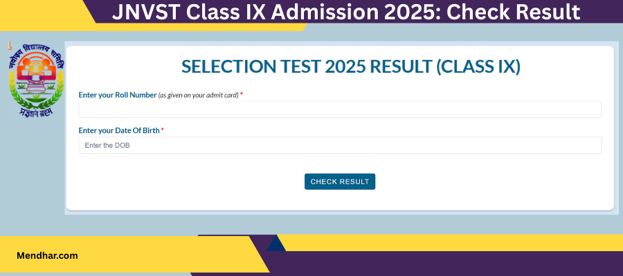 JNVST Class IX Admission 2025: Check Result