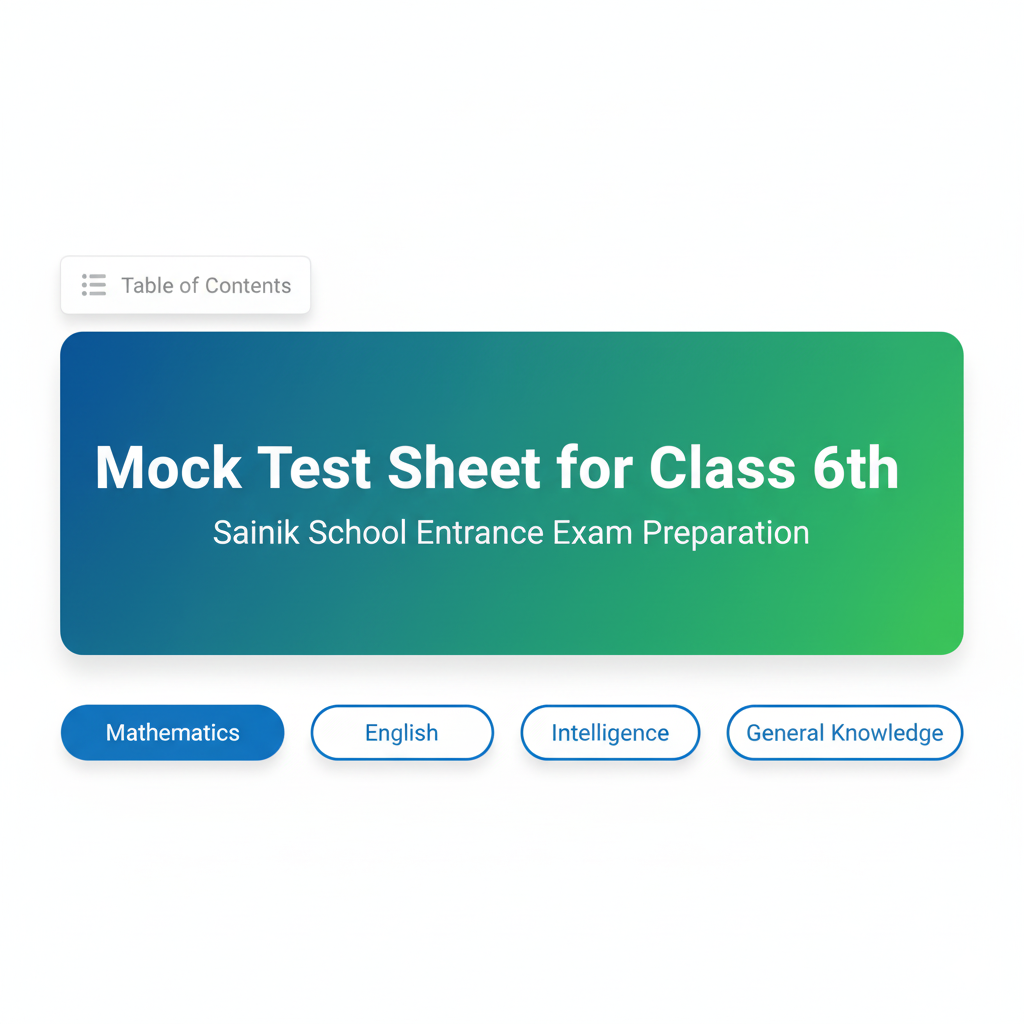 Sainik School Class 6 Entrance Exam Mock Test