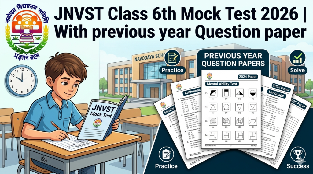 JNVST Class 6th Mock Test 2026 | With previous year Question paper