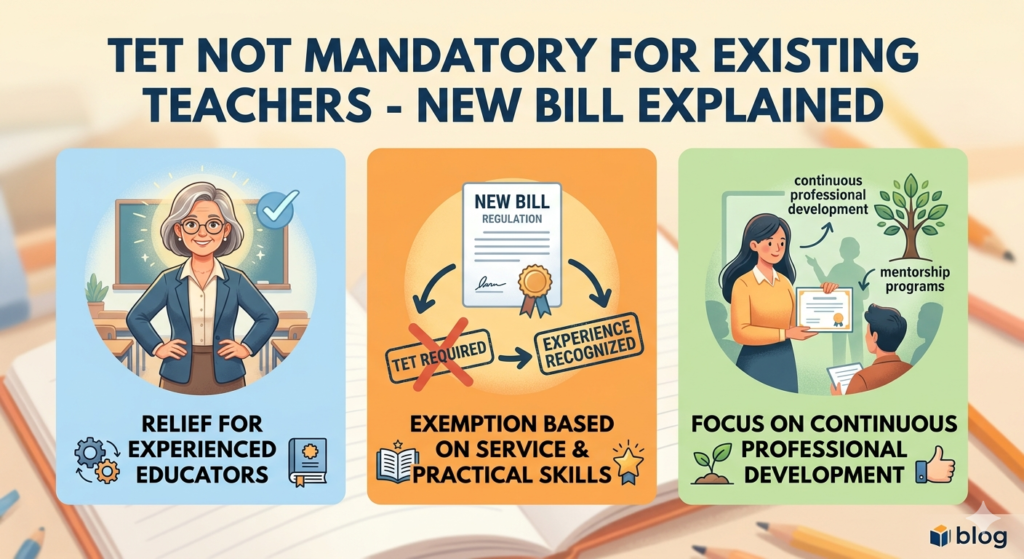 TET Not Mandatory for Existing Teachers – New Bill Explained