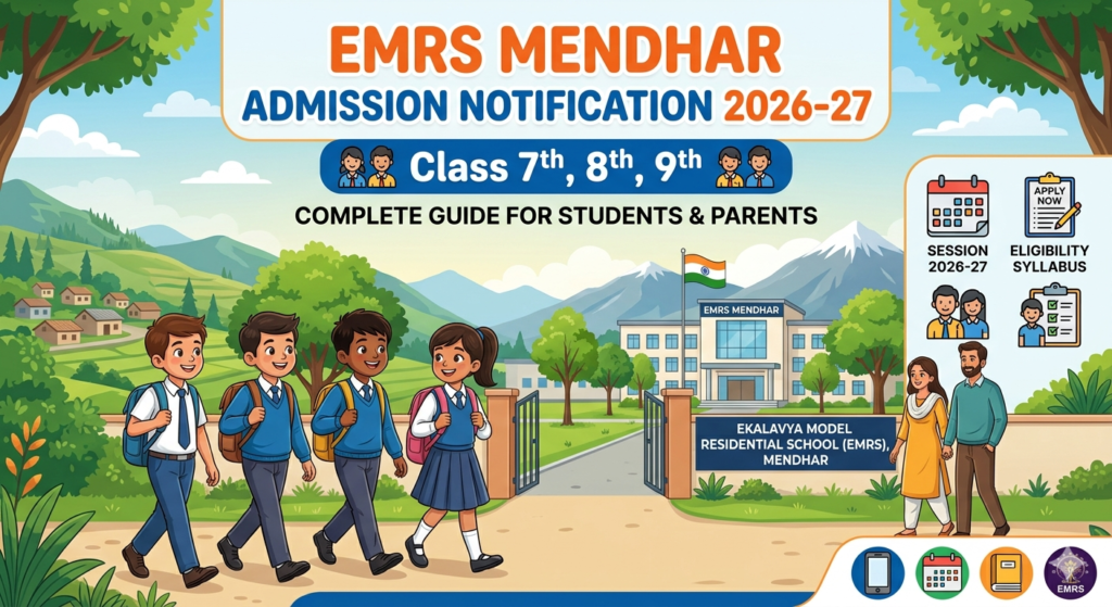 EMRS Mendhar Admission Notification 2026-27 for Class 7th, 8th, 9th
