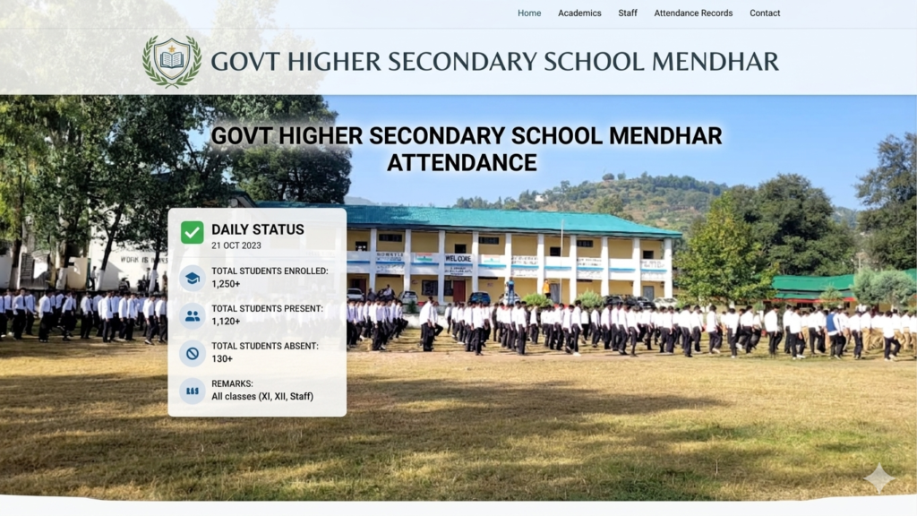 attendance portal of Govt Higher Secondary School Mendhar